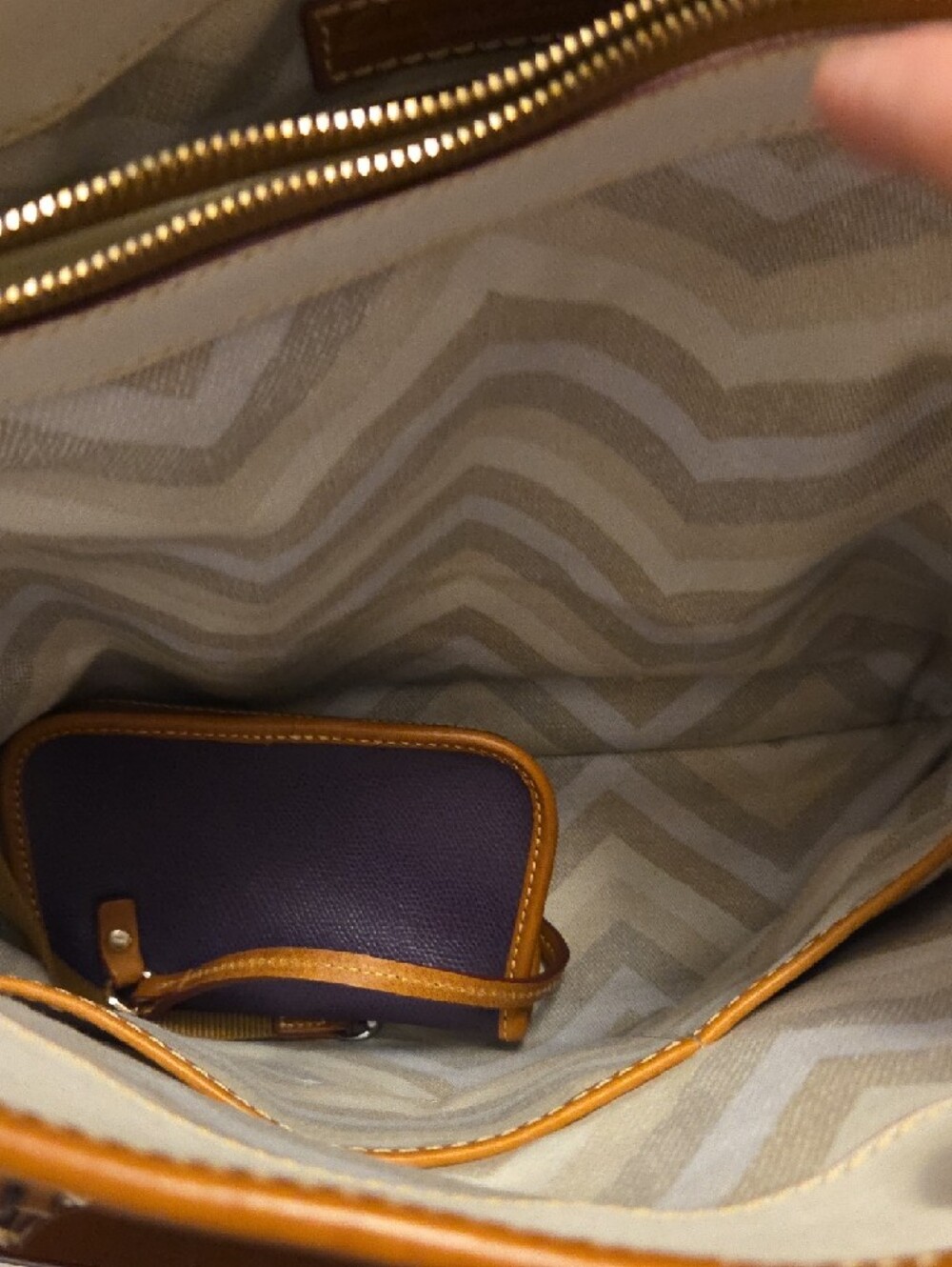 Dooney & Bourke Purple Tote with Tan Leather Trim - Picture 6 of 9